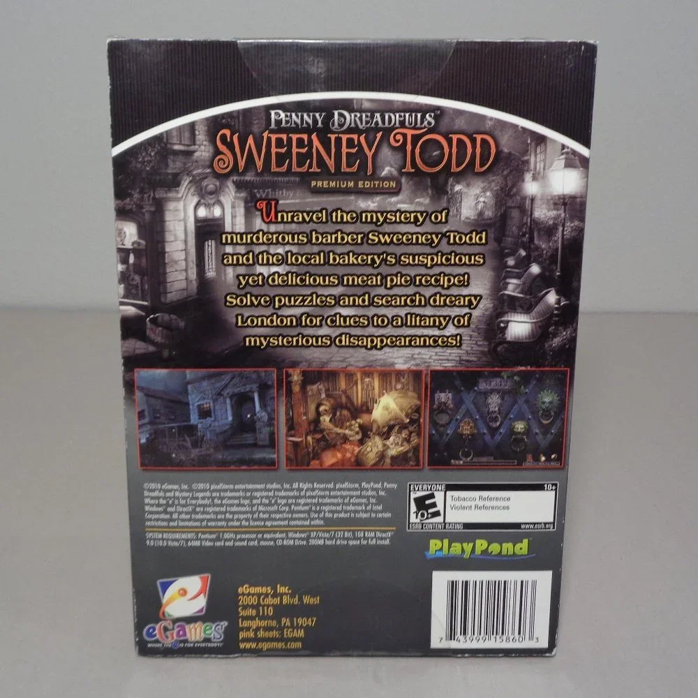 PENNY DREADFULS SWEENEY TODD New PC CD-ROM / Hidden Object Mystery Video Game